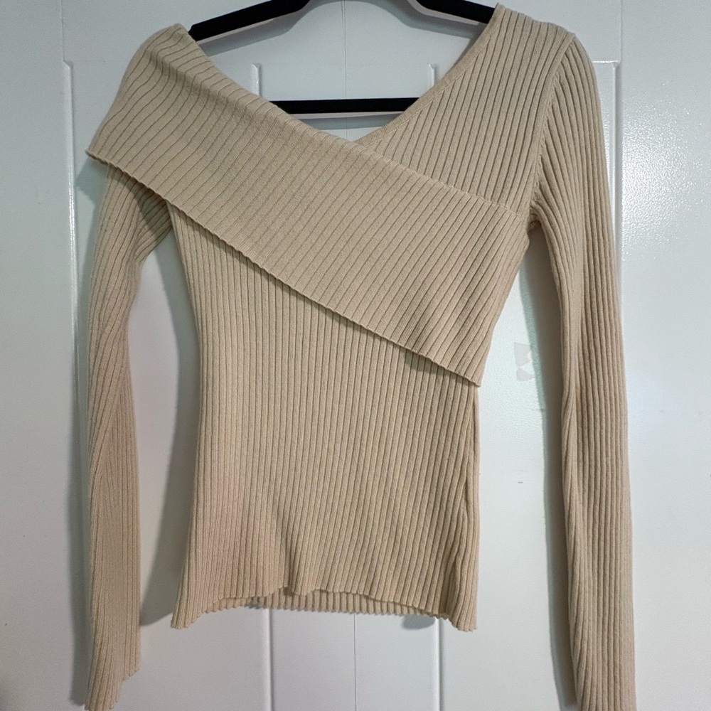Lovers + Friends Cream Off-Shoulder Sweater